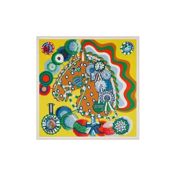 HERMES Silk Scarves Women's Yellow