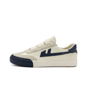 Warrior Slip Resistant, Abrasion Resistant, Lightweight Low Top Canvas Shoes Unisex Beige Dark Blue