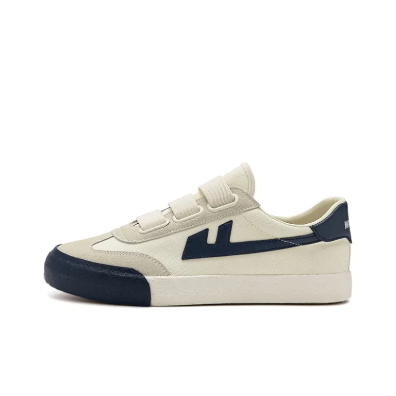 Warrior Slip Resistant, Abrasion Resistant, Lightweight Low Top Canvas Shoes Unisex Beige Dark Blue-0
