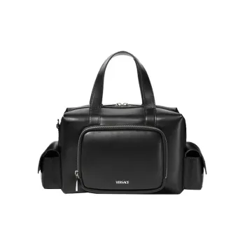 VERSACE Cow Leather Camera Bag Shoulder Bag Crossbody Bag Handbag Regular Men's Black