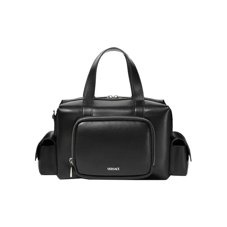 VERSACE Cow Leather Camera Bag Shoulder Bag Crossbody Bag Handbag Regular Men's Black-0