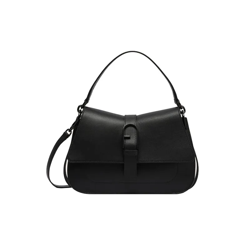 Furla Calfskin Shoulder Bag, Crossbody Bag, Handbag Medium Size Women's Black-0