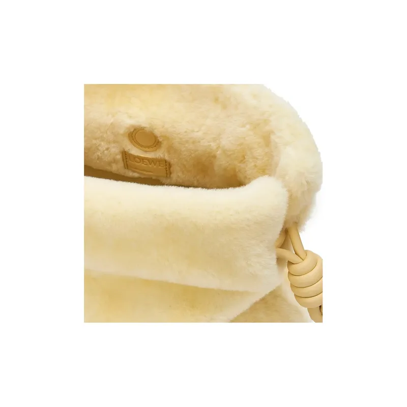 LOEWE Flamenco Shearling Shoulder Bag Crossbody Bag Clutches Regular Women's Vanilla Yellow-4