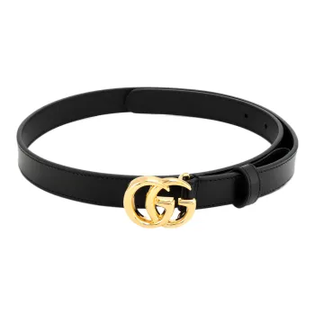 GUCCI Gg Marmont Thin Leather Belt With Shiny Buckle .8 Width