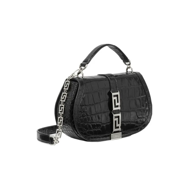 VERSACE Greca Goddess Cow Leather Shoulder Bag Crossbody Bag Handbag Regular Women's Black/Silver-1