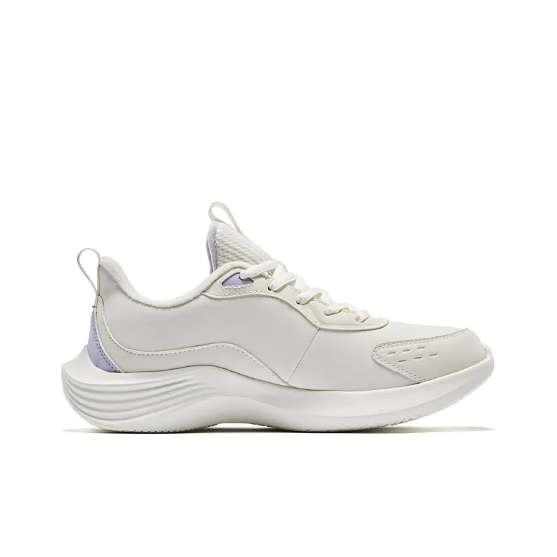 QIAODAN Cushioning Wear Resistant Low Top Running Shoes Women's Ivory-1