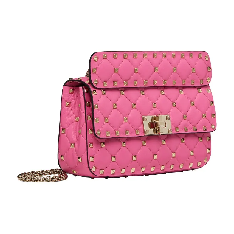 Valentino ROCKSTUD SPIKE Soft Sheep Leather Handbag Shoulder Bag Crossbody Bag Small Size Women's Pink-1