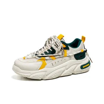 WARRIOR Chunky Sneakers Unisex Low Top Green/Neon Yellow