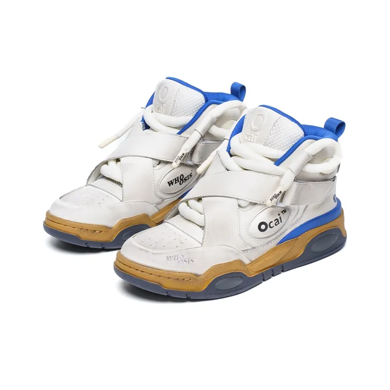 Whoosis X Ocai Basketball Shoes Unisex High Top White/Blue/Brown/Black-1