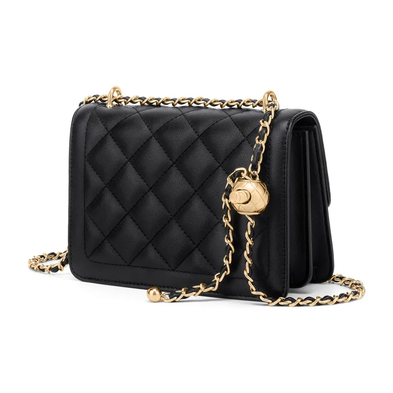 Simvay Clos Cow Leather Chain Bag Shoulder Bag Women's Diamond Pattern Cream White/Diamond Pattern Glossy Black-9