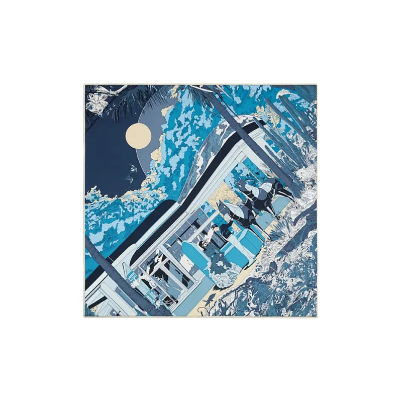 HERMES Silk Scarves Women's Blue-0