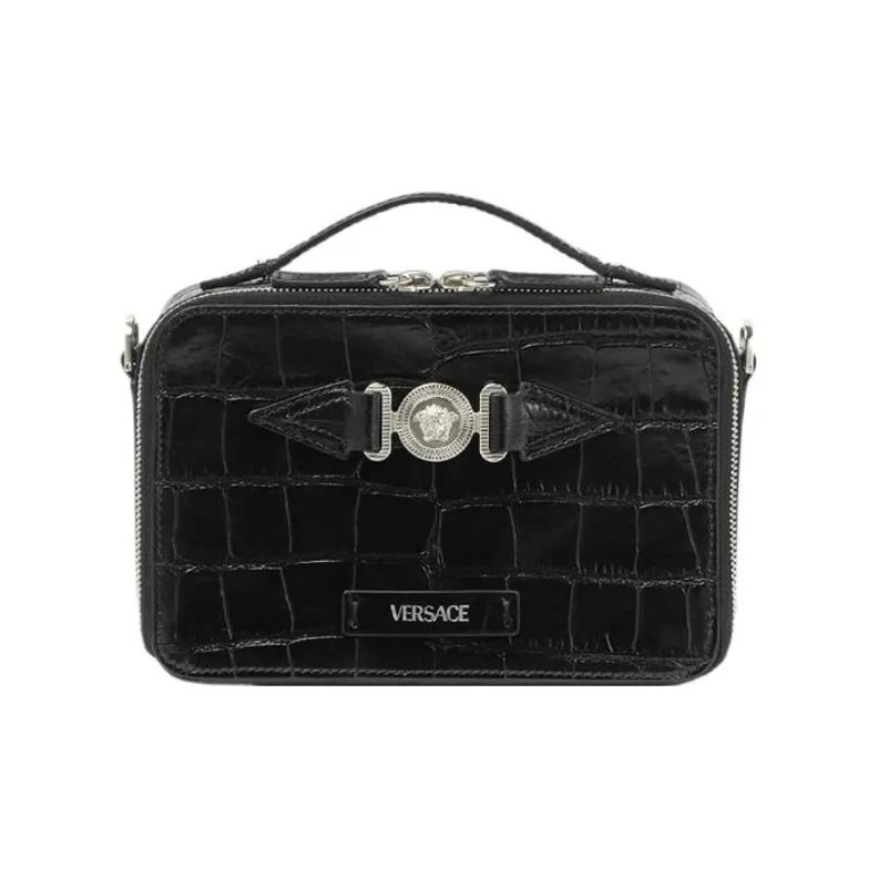 VERSACE MEDUSA BIGGIE Series Cow Leather Messenger Bag Crossbody Bag Shoulder Bag Regular Men's Black-0