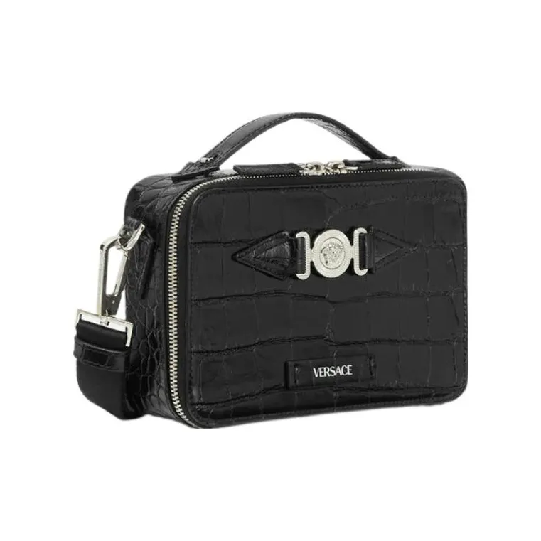 VERSACE MEDUSA BIGGIE Series Cow Leather Messenger Bag Crossbody Bag Shoulder Bag Regular Men's Black-1