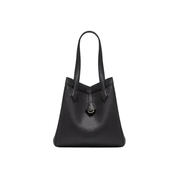 FENDI Origami Calfskin Bucket Bag, One Shoulder Handbag Medium Size Women's Black