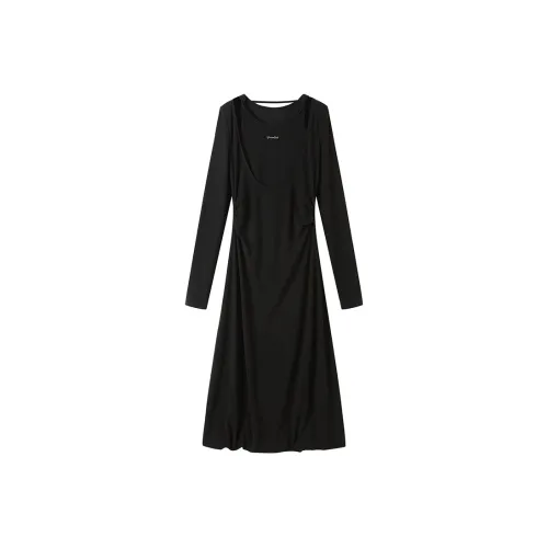 GREEN BELT Long-Sleeved Dresses Women's Black