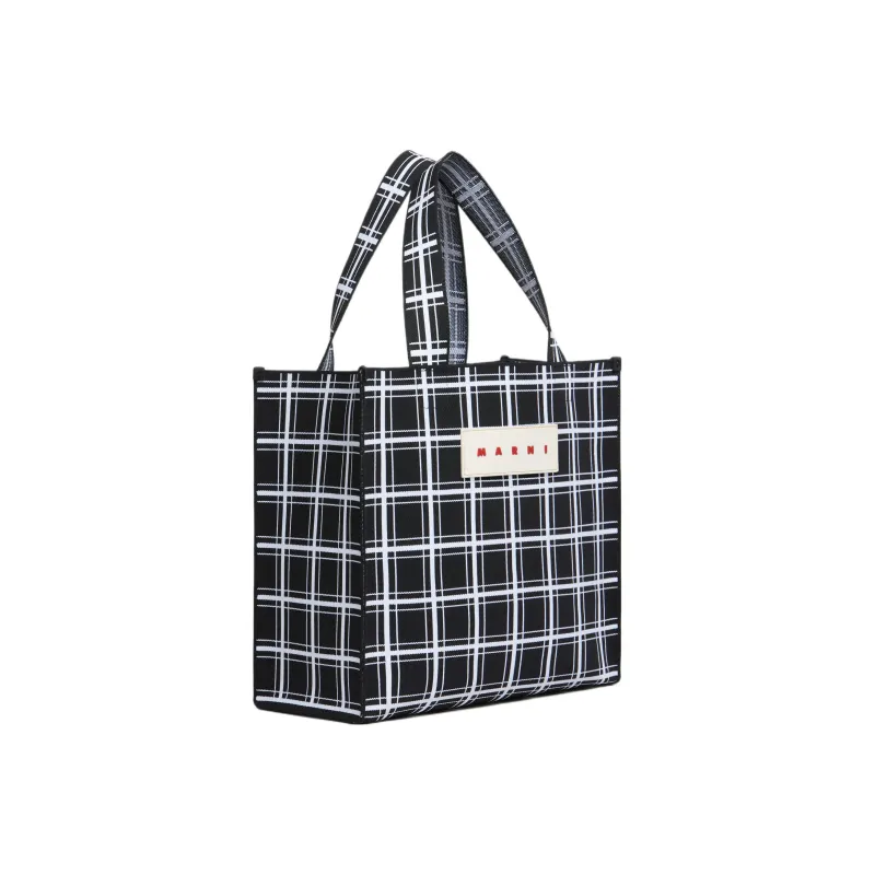 MARNI Logo Patch Checked Tote Bag-1