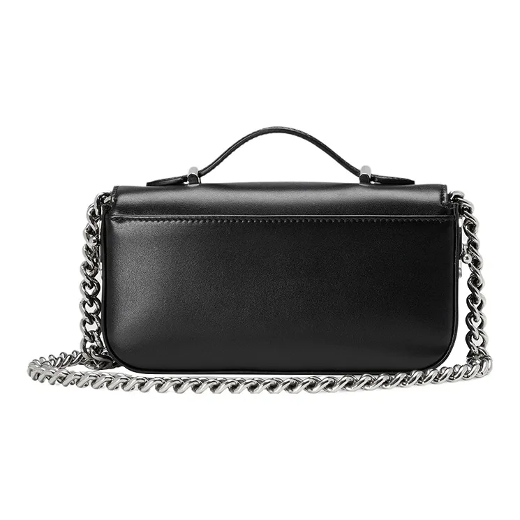 GUCCI Leather Portable Crossbody Bag Shoulder Bag Mini Women's Black-3