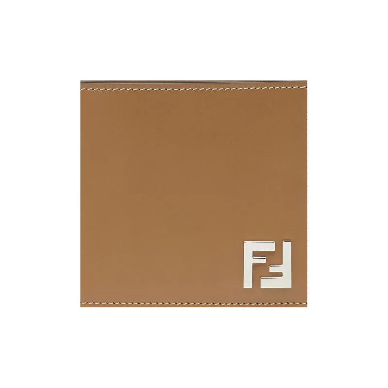FENDI Calfskin Wallet Men's Beige-3