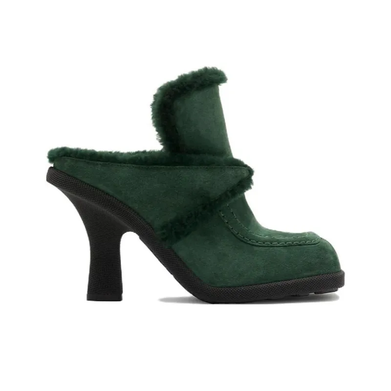 Burberry Highland Shearling-trim Suede Mules-1