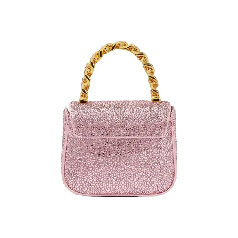 VERSACE La Medusa Viscose Blended Mulberry Silk One Shoulder Handbags Mini Women's Pink/Gold-2