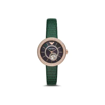 EMPORIO ARMANI Wrist Watch Mechanical Movement Leather Watch Bands 30mm Black Dial Women's Watch