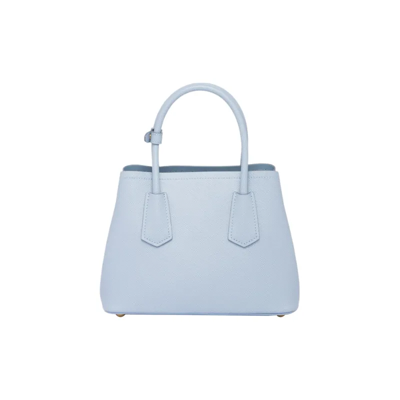 PRADA Double Leather Shoulder Bag Crossbody Bag Handbag Mini Women's Light Blue-2