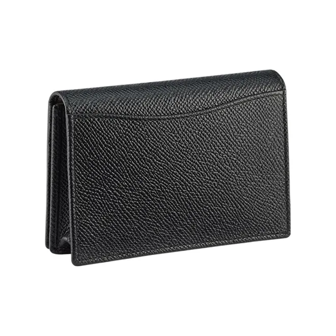 BVLGARI Grain Calfskin Card Holder Men's Black-1