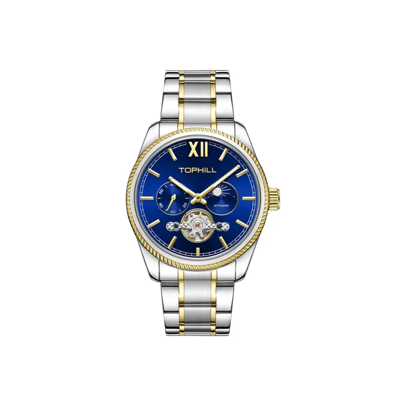 TOPHILL Automatic Mechanical Movement Stainless Steel Watchband Watch Men's Watches Black Dial-12