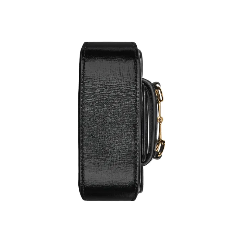 GUCCI Horsebit 1955 Leather Shoulder Bag, Crossbody Bag Mini Women's Black-4
