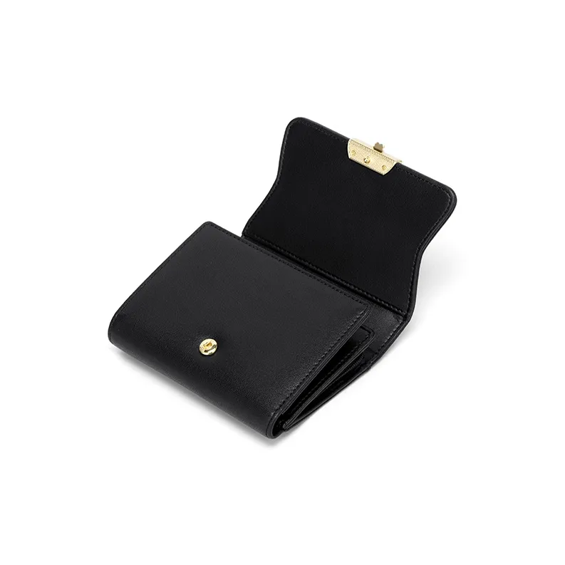 Simvay Clos Cow Leather With Synthetic Leather Coin Purse ID Holder Card Wallet Regular Women's Black/Green-5