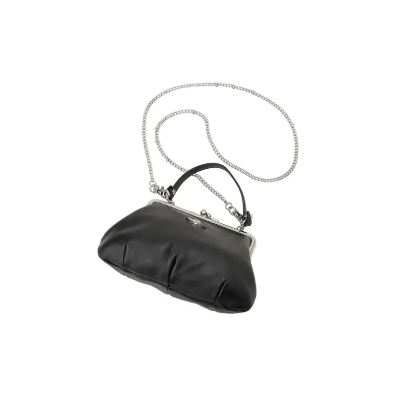 Vivienne Westwood Lambskin Dumpling Bag Handbag Shoulder Bag Crossbody Bag Wallet Regular Women's Black-5
