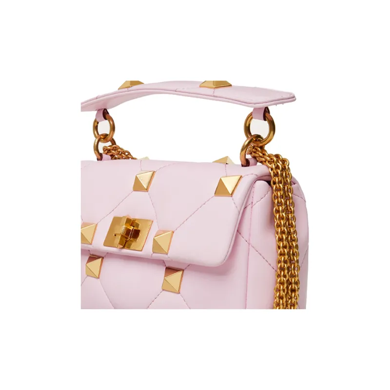 Valentino Sheepskin Handbag Shoulder Bag Crossbody Bag Medium Size Women's Pink-3