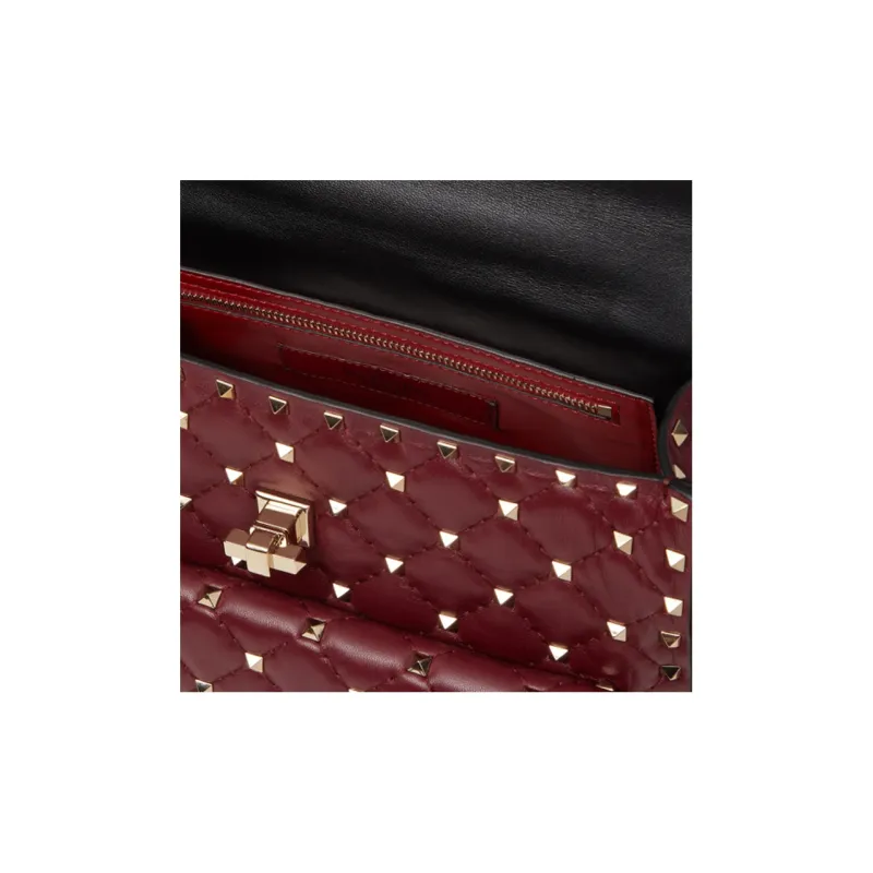 Valentino ROCKSTUD SPIKE Sheepskin Shoulder Bag, Crossbody Bag Women's Red-3