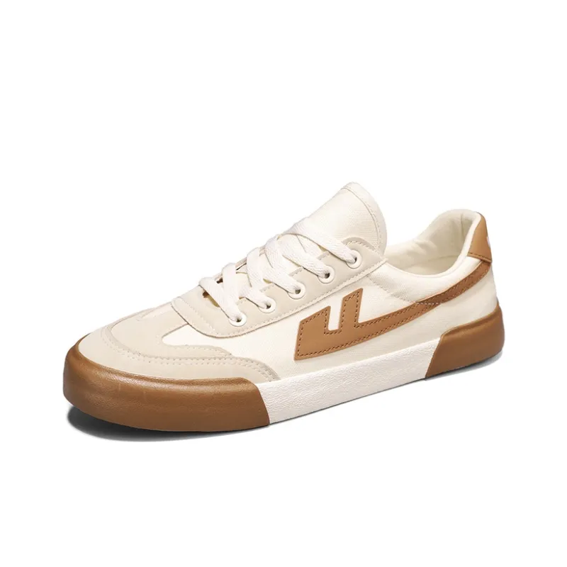 Warrior Breathable And Waterproof Low Top Canvas Shoes Unisex Beige Brown-2