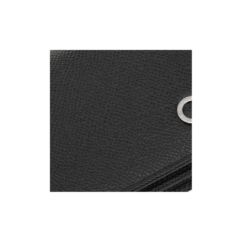 BVLGARI Grain Calfskin Card Holder Men's Black-3