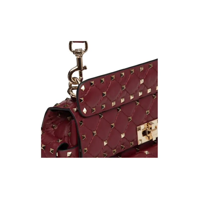 Valentino ROCKSTUD SPIKE Sheepskin Shoulder Bag, Crossbody Bag Women's Red-4
