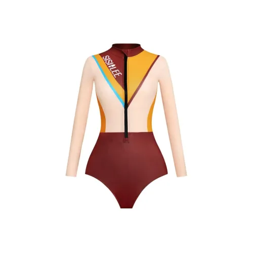 SISII LEE One Piece Swimsuits Women's Tangerine Patchwork