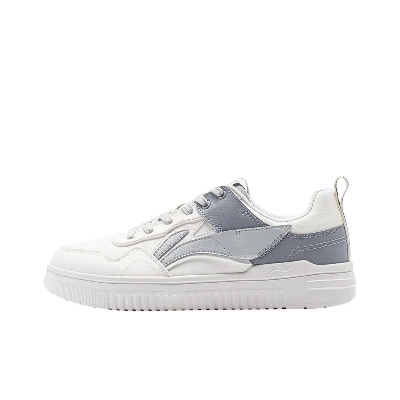 LiNing Cyan Cloud Anti Slip And Wear Resistant Breathable Low Top Skateboard Shoes Men's Mist White/Ultimate Gray-0
