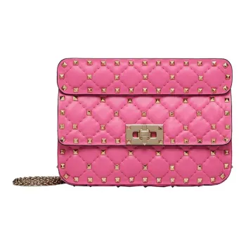 Valentino ROCKSTUD SPIKE Soft Sheep Leather Handbag Shoulder Bag Crossbody Bag Small Size Women's Pink