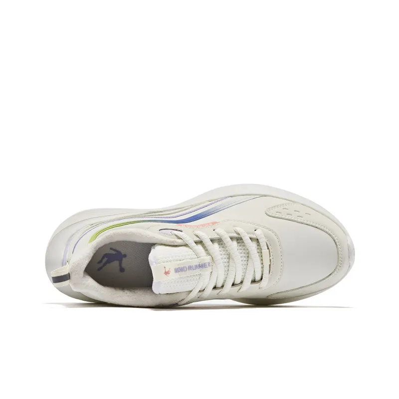 QIAODAN Cushioning Wear Resistant Low Top Running Shoes Women's Ivory-3
