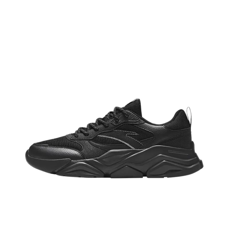 Anta Life Collection Anti Slip Wear Resistant Breathable Impact Resistant Lightweight Mid Top Running Shoes Men's Black-0