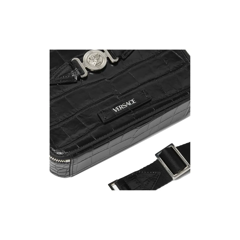 VERSACE MEDUSA BIGGIE Series Cow Leather Messenger Bag Crossbody Bag Shoulder Bag Regular Men's Black-4