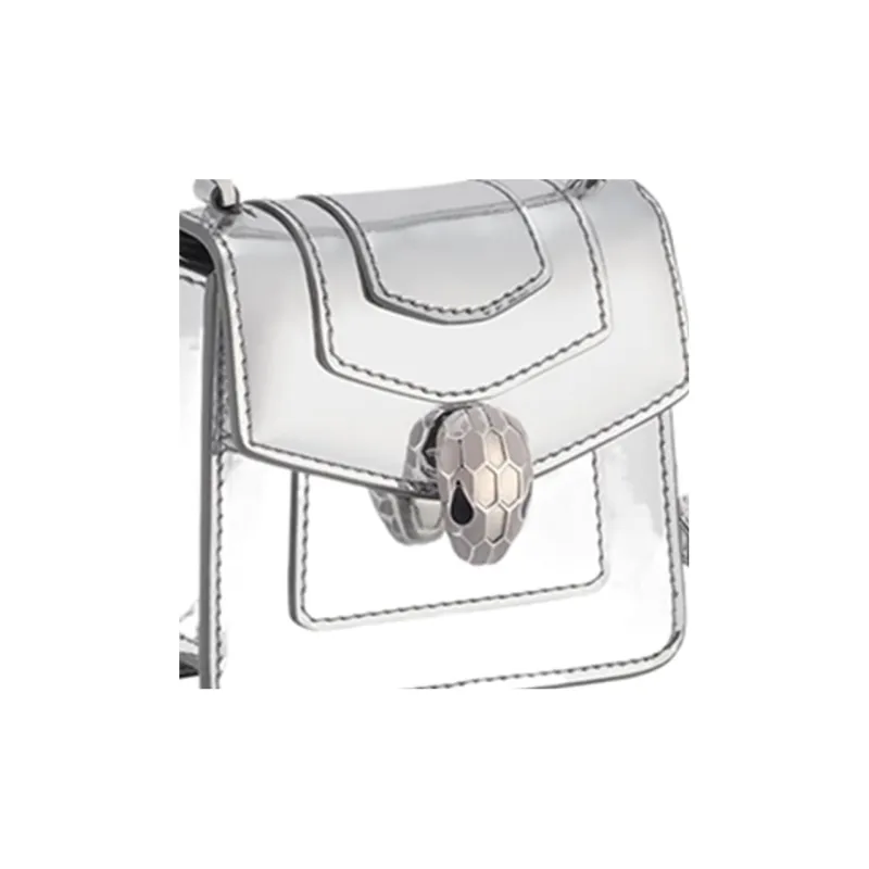 BVLGARI Serpenti Forever Calfskin Handbag Pendant Bag Accessory Extra Mini Women's Silver-3