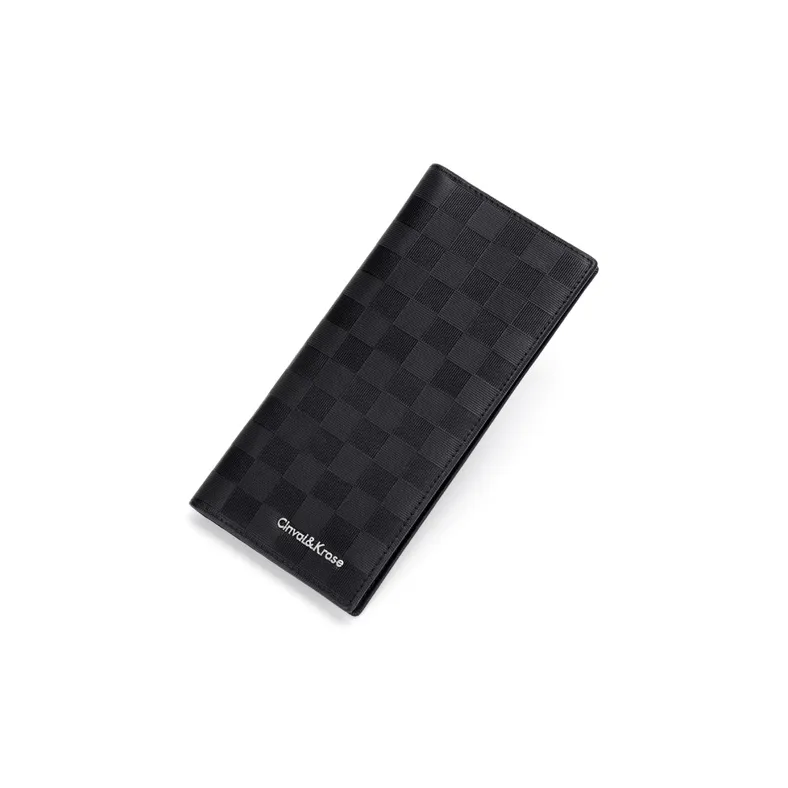 Simvay Clos Cow Leather With Synthetic Leather Long Coin Purse Clutch ID Holder Money Clip Regular Men's Black-4