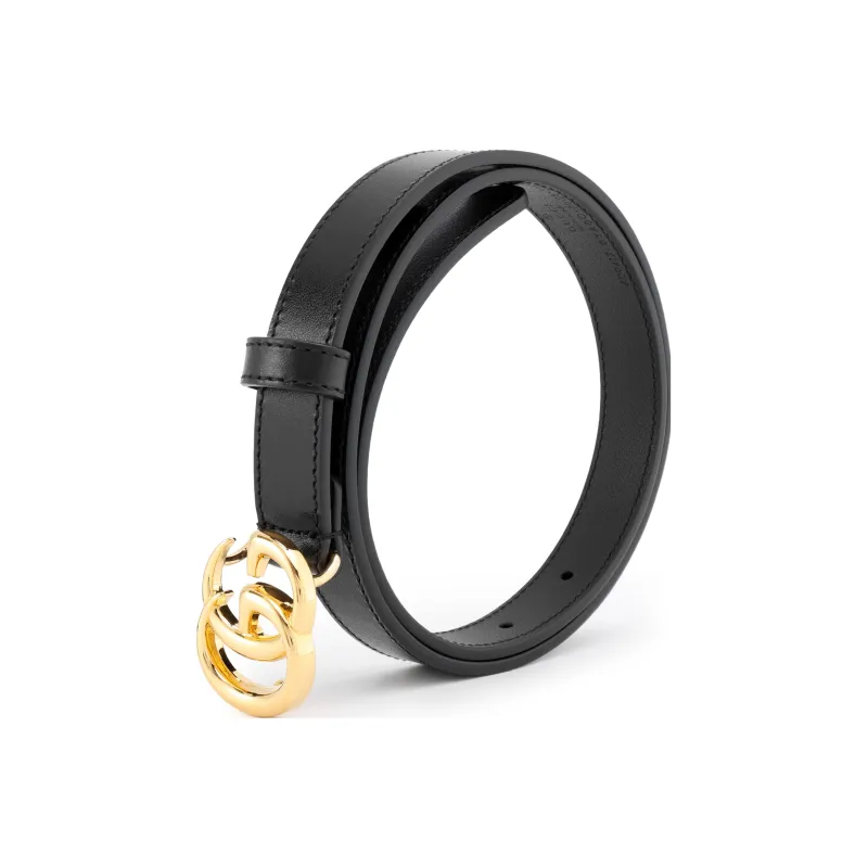 GUCCI Gg Marmont Thin Leather Belt With Shiny Buckle .8 Width-1