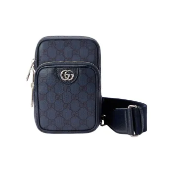 GUCCI Ophidia Canvas With Leather Binding Canvas Bag, Shoulder Bag, Crossbody Bag Mini Men's Blue/Dark Blue