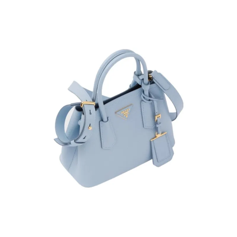 PRADA Double Leather Shoulder Bag Crossbody Bag Handbag Mini Women's Light Blue-1