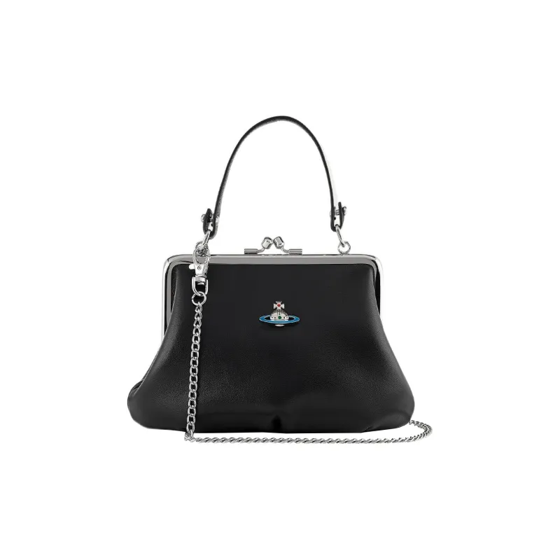 Vivienne Westwood Lambskin Dumpling Bag Handbag Shoulder Bag Crossbody Bag Wallet Regular Women's Black-1
