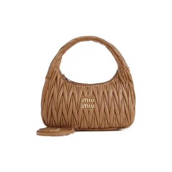 MIU MIU Wander Series Soft Sheep Leather Hobo Bag Shoulder Bag Crossbody Bag Handbag Regular Women's Caramel