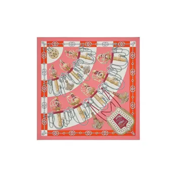 HERMES Silk Scarves Women's Pink